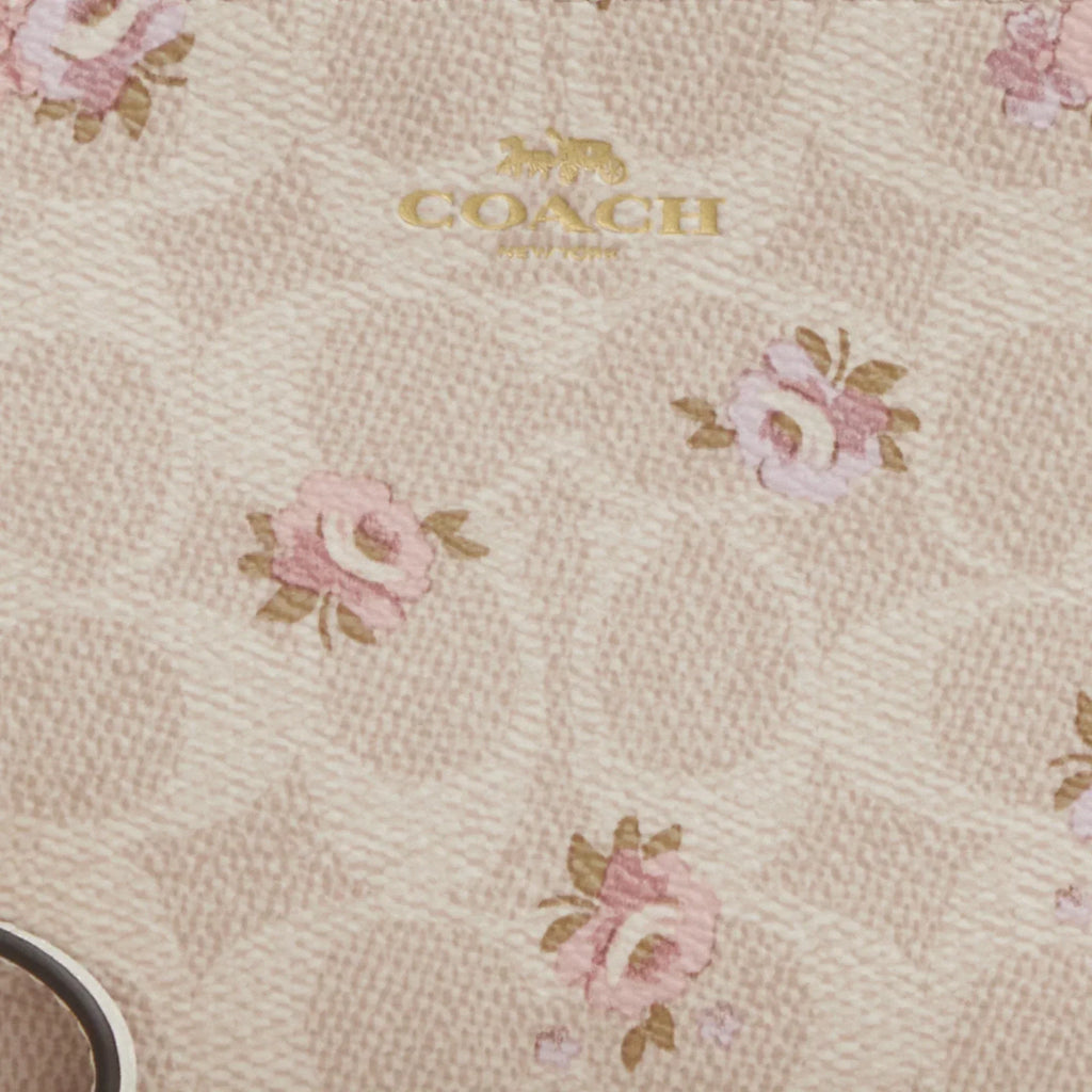 Coach Outlet Corner Zip Wristlet In Signature Canvas With Floral Print