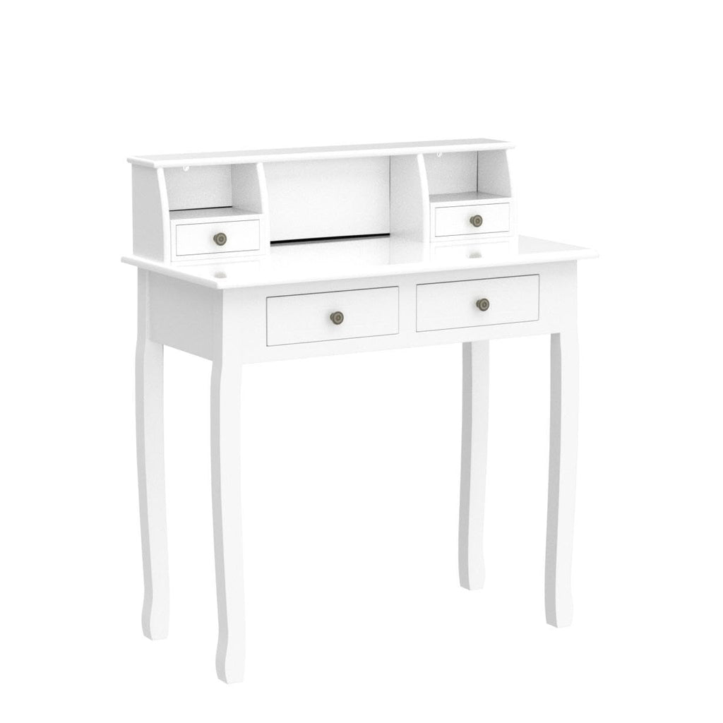 White Writing Desk with Hutch V8165