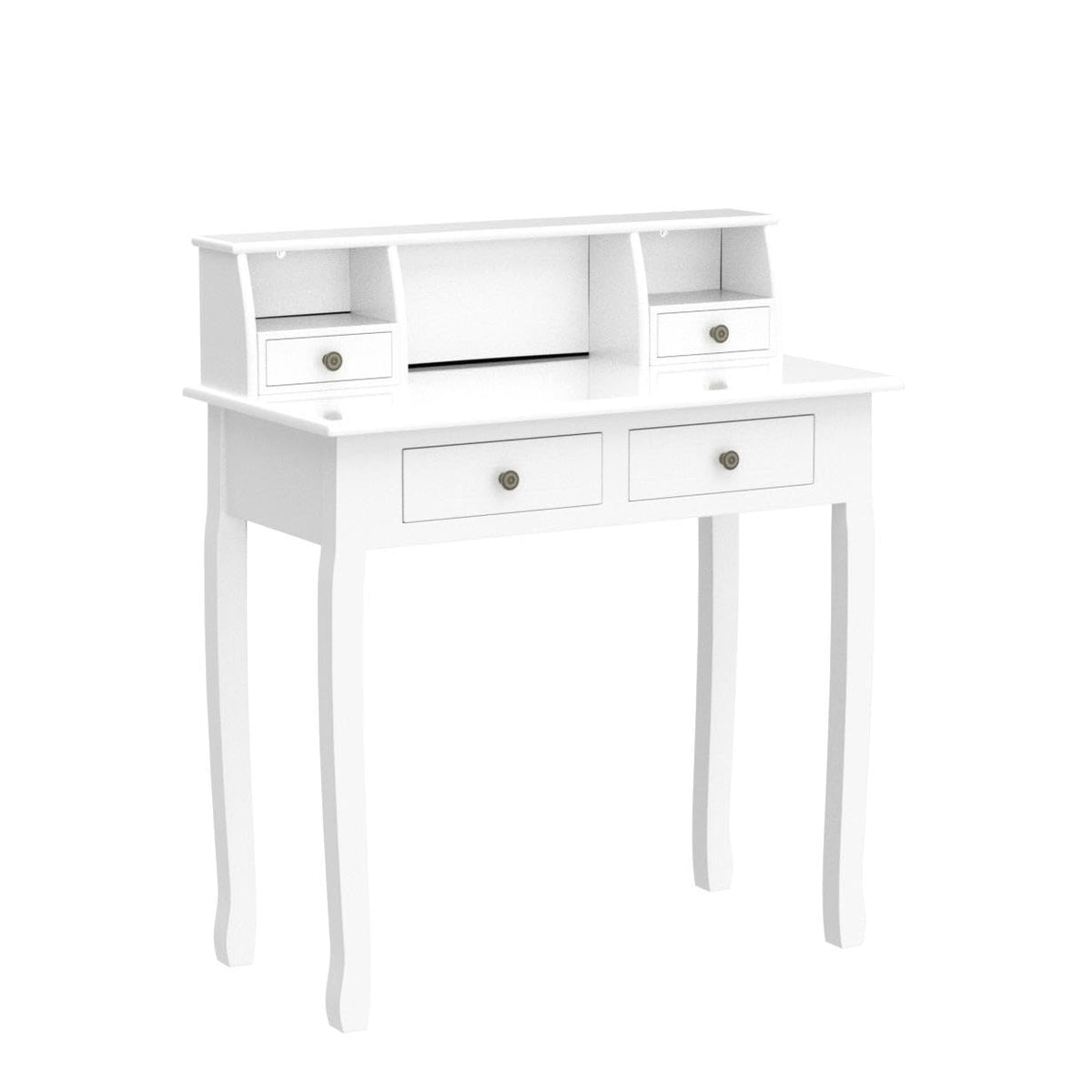 White Writing Desk with Hutch V8165