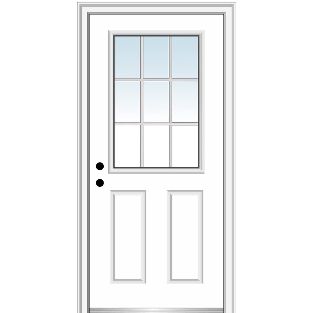 Primed Fiberglass 1/2 Lite 2-Panel Prehung Entry Door 36" x 80" A104307