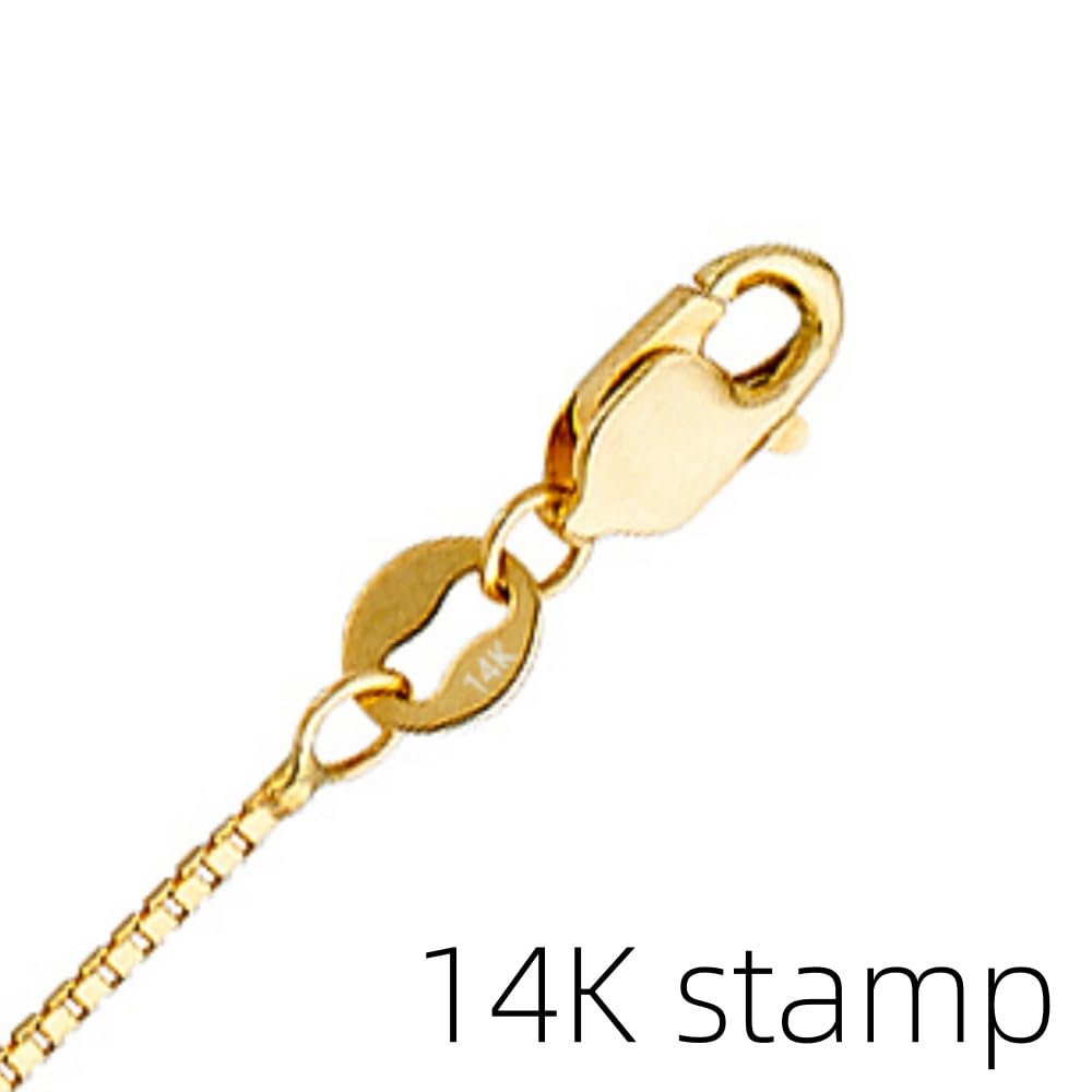 14k Gold Box Chain Necklace with Lobster Claw Clasp S816897