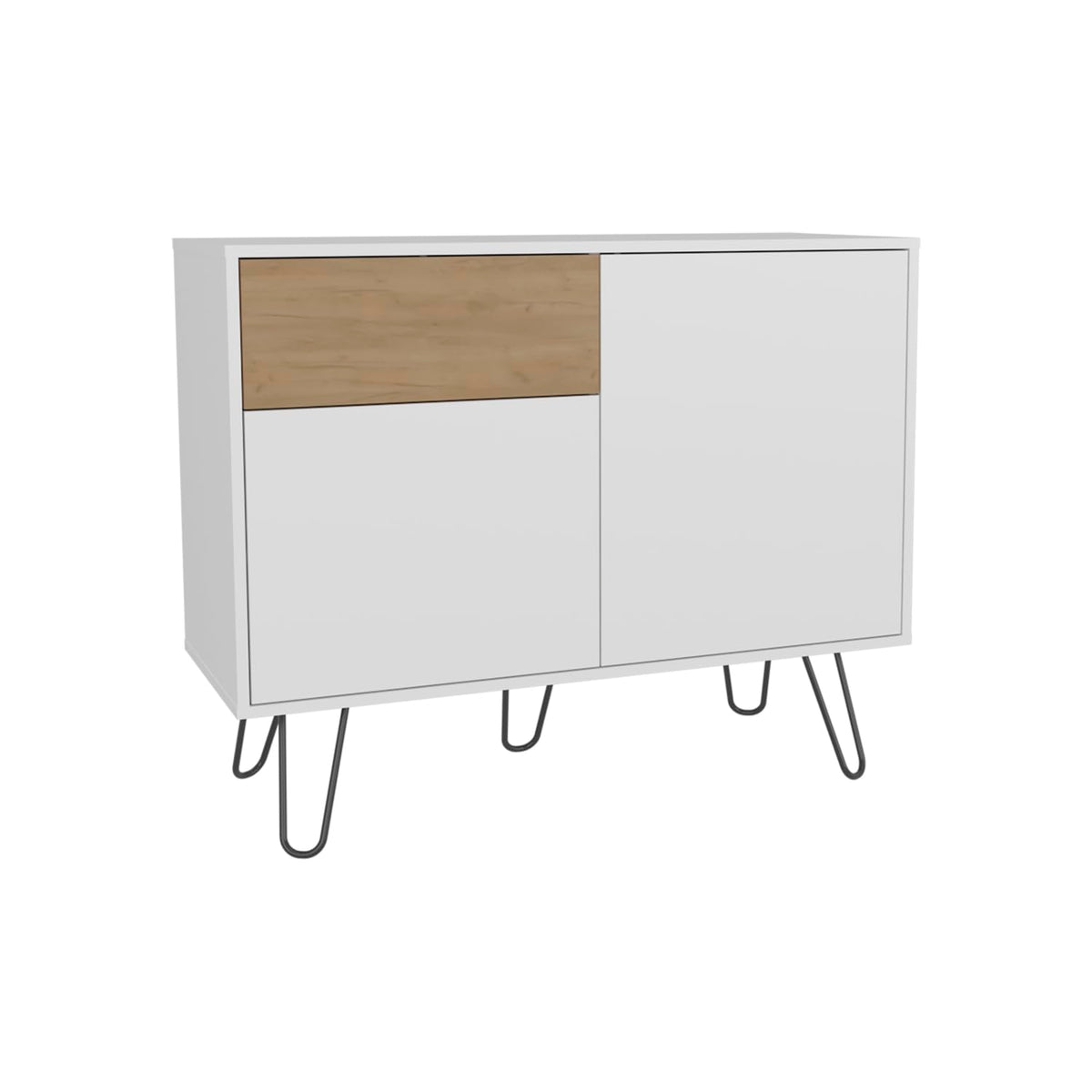 White Console Table with Two Cabinets, One Drawer and Four Shelves G739760