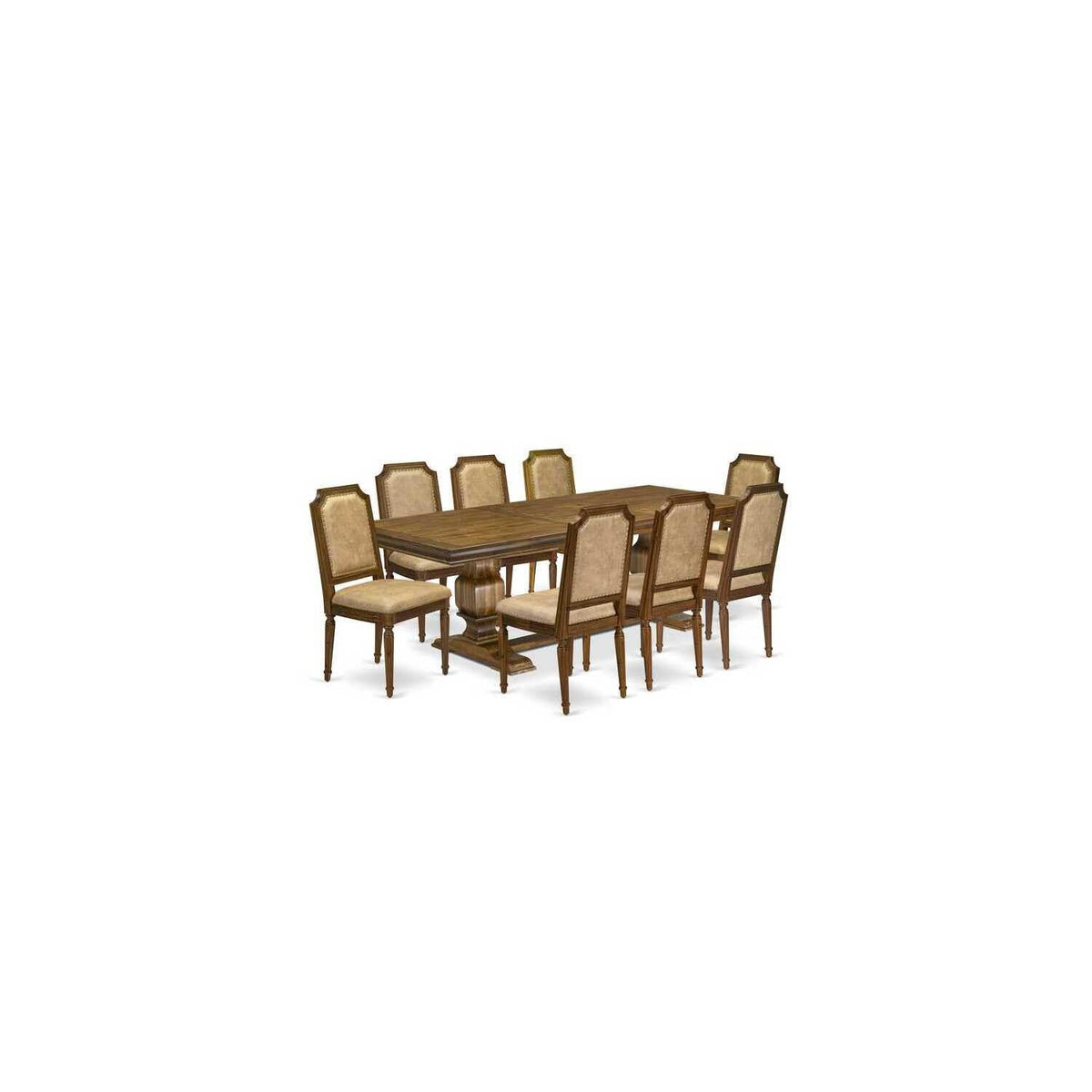 9 Piece Dining Table and 8 Dark Grey PU Leather Chairs X284