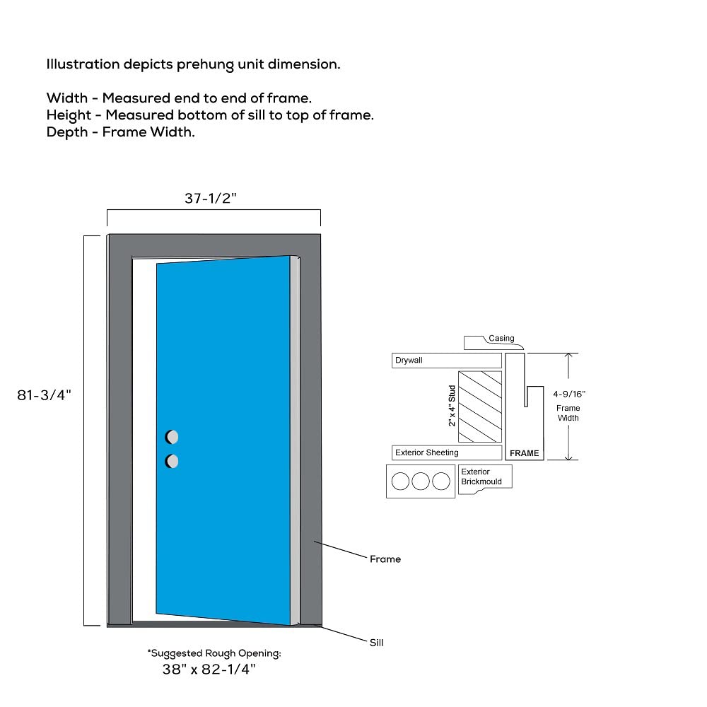 Primed Fiberglass 1/2 Lite 2-Panel Prehung Entry Door 36" x 80" A104307