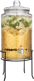 3 Gallon Glass Beverage Dispenser with Metal Stand & Lid V3926