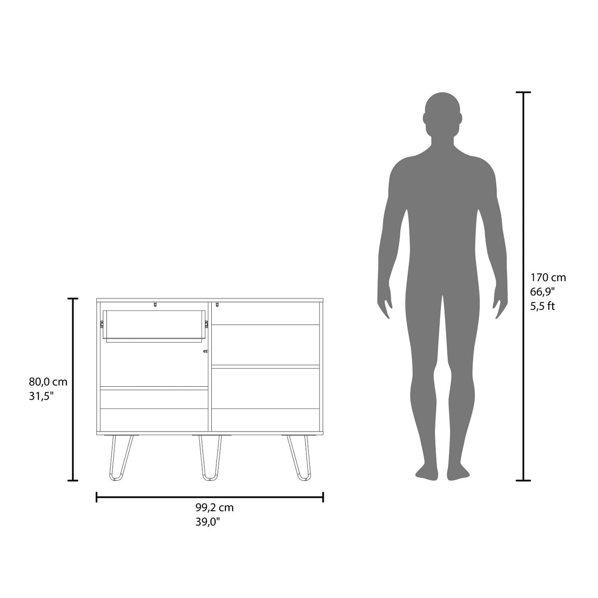 White Console Table with Two Cabinets, One Drawer and Four Shelves G739760