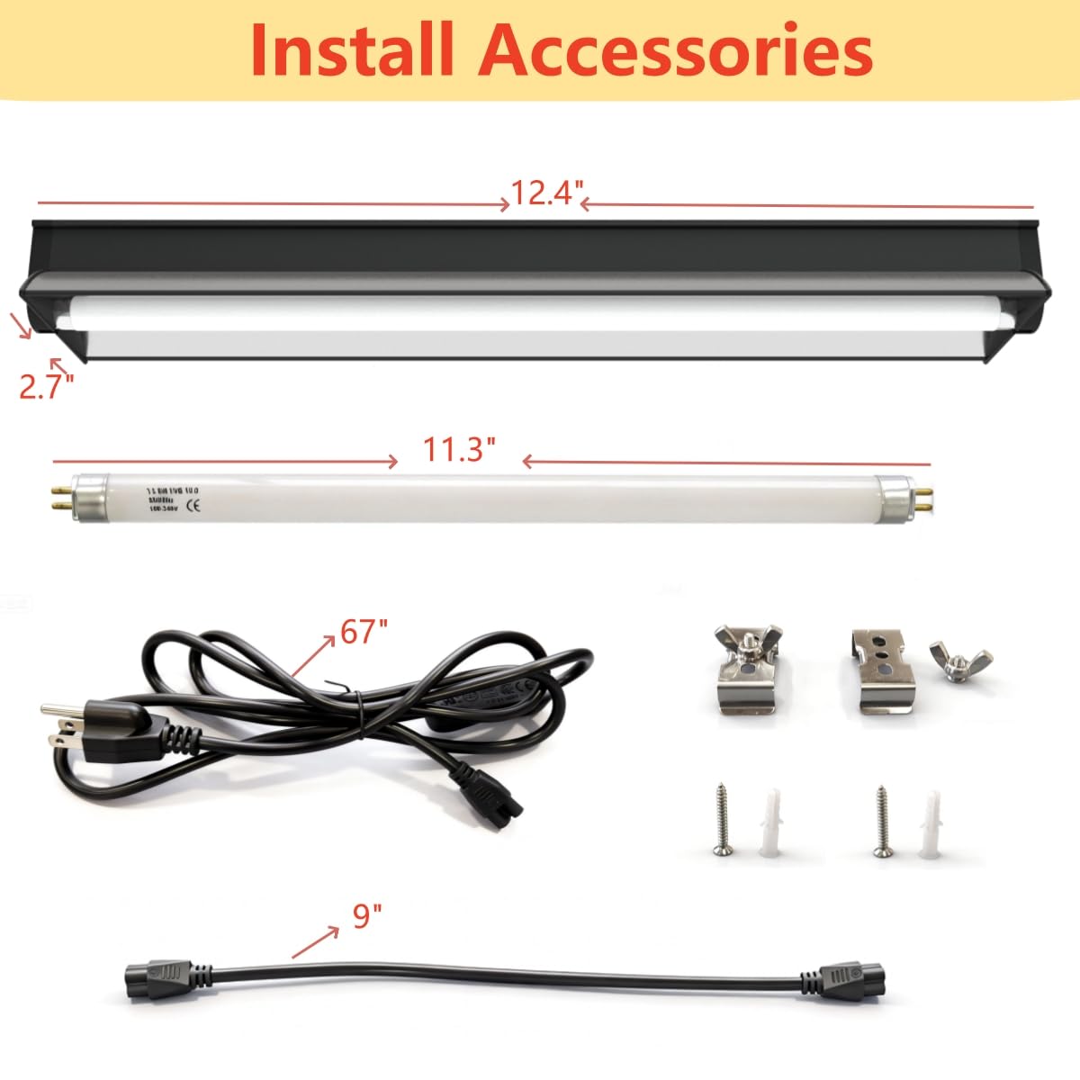 8W T5 UVB UVA Reptile Light Fixture and Bulb Kit W612106