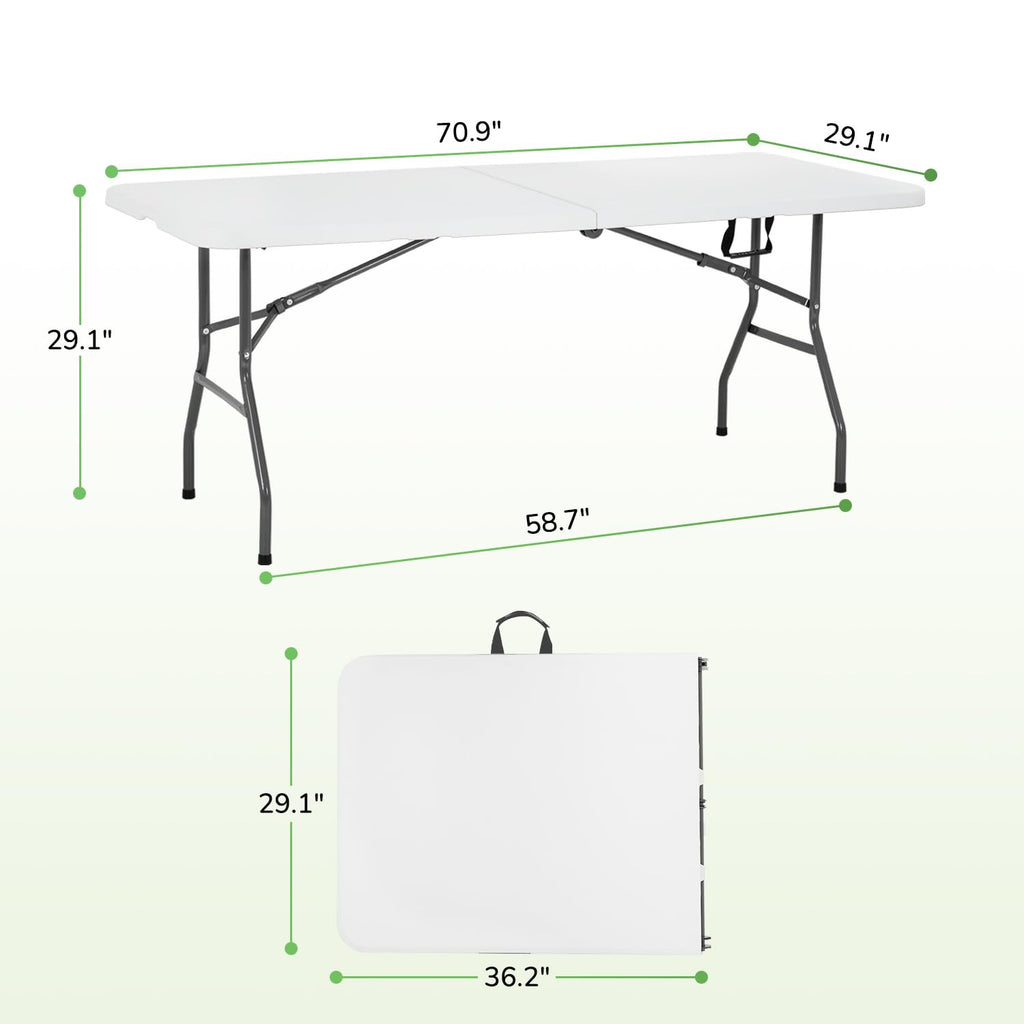 6FT White Portable Plastic Folding Table V81342