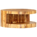 Solid Sheesham Wood Round Coffee Table with Storage Shelf B36488