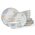 12-Piece Blue Floral Ceramic Dinnerware Set F5391