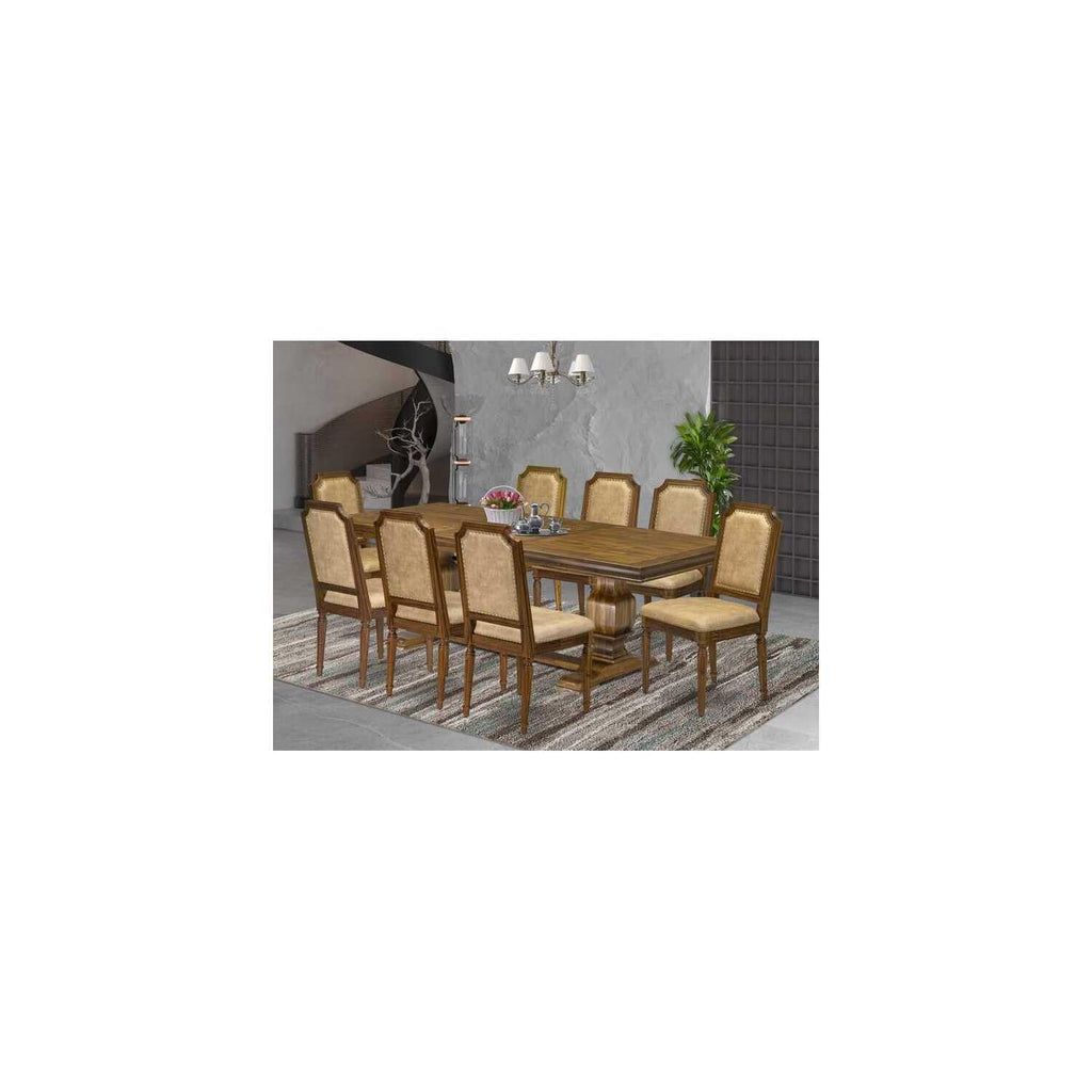 9 Piece Dining Table and 8 Dark Grey PU Leather Chairs X284