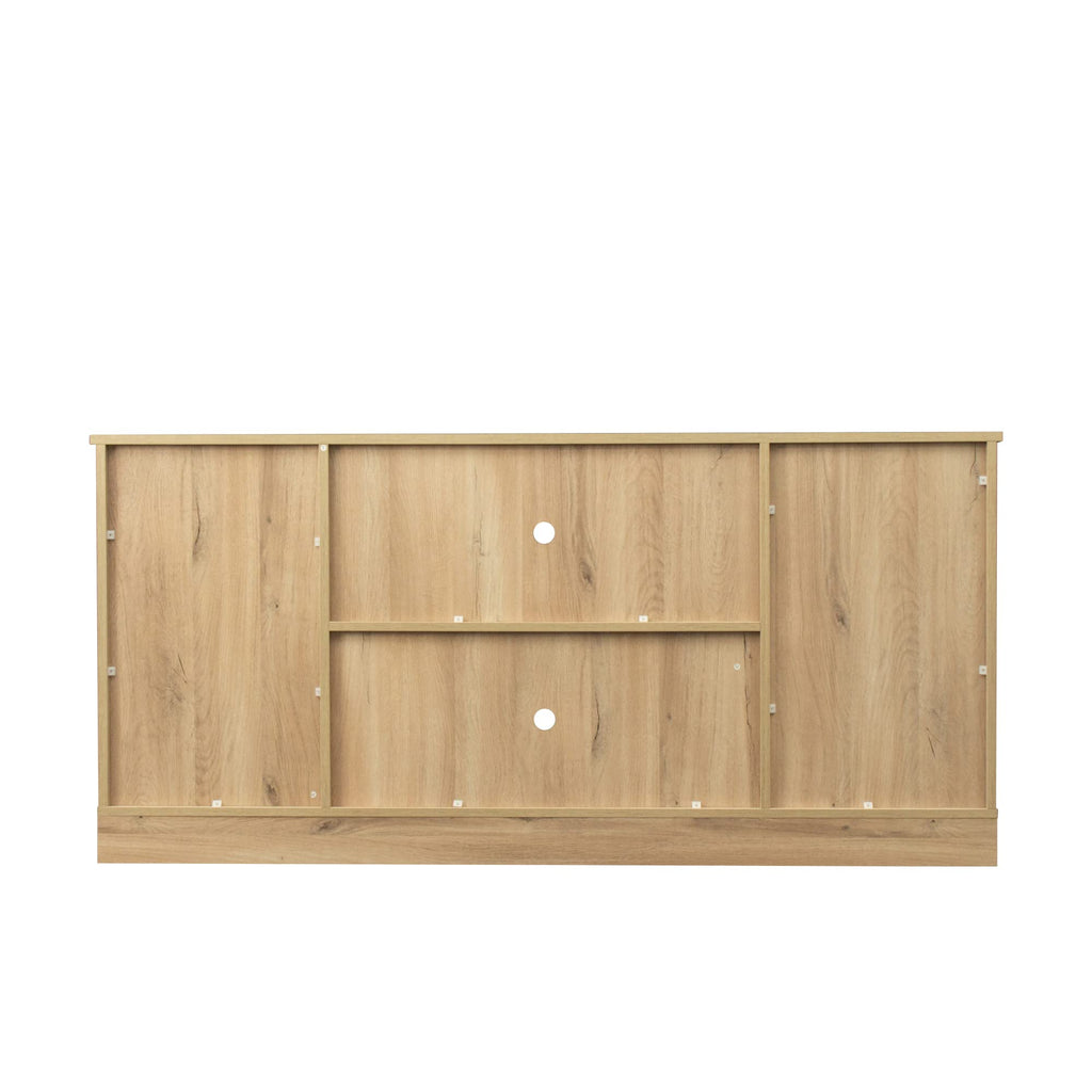 Sliding Barn Door Wood TV Stand with Adjustable Shelves J804087