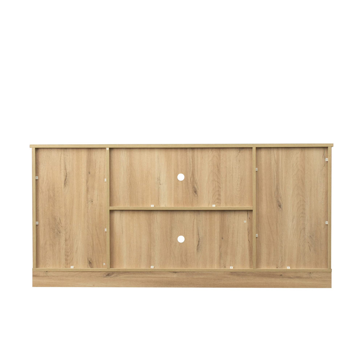 Sliding Barn Door Wood TV Stand with Adjustable Shelves J804087
