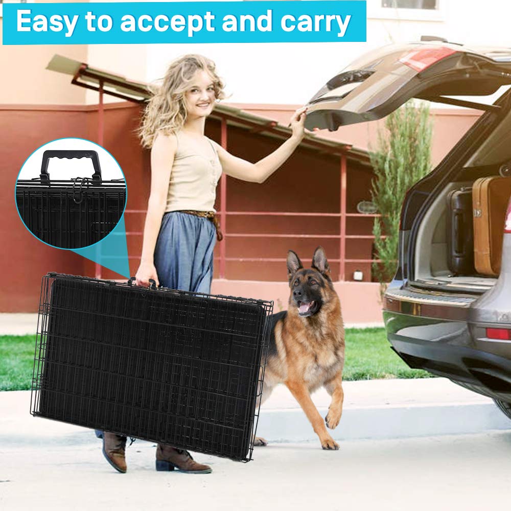 48" Heavy Duty Folding Wire Metal Dog Crate with Divider V542078