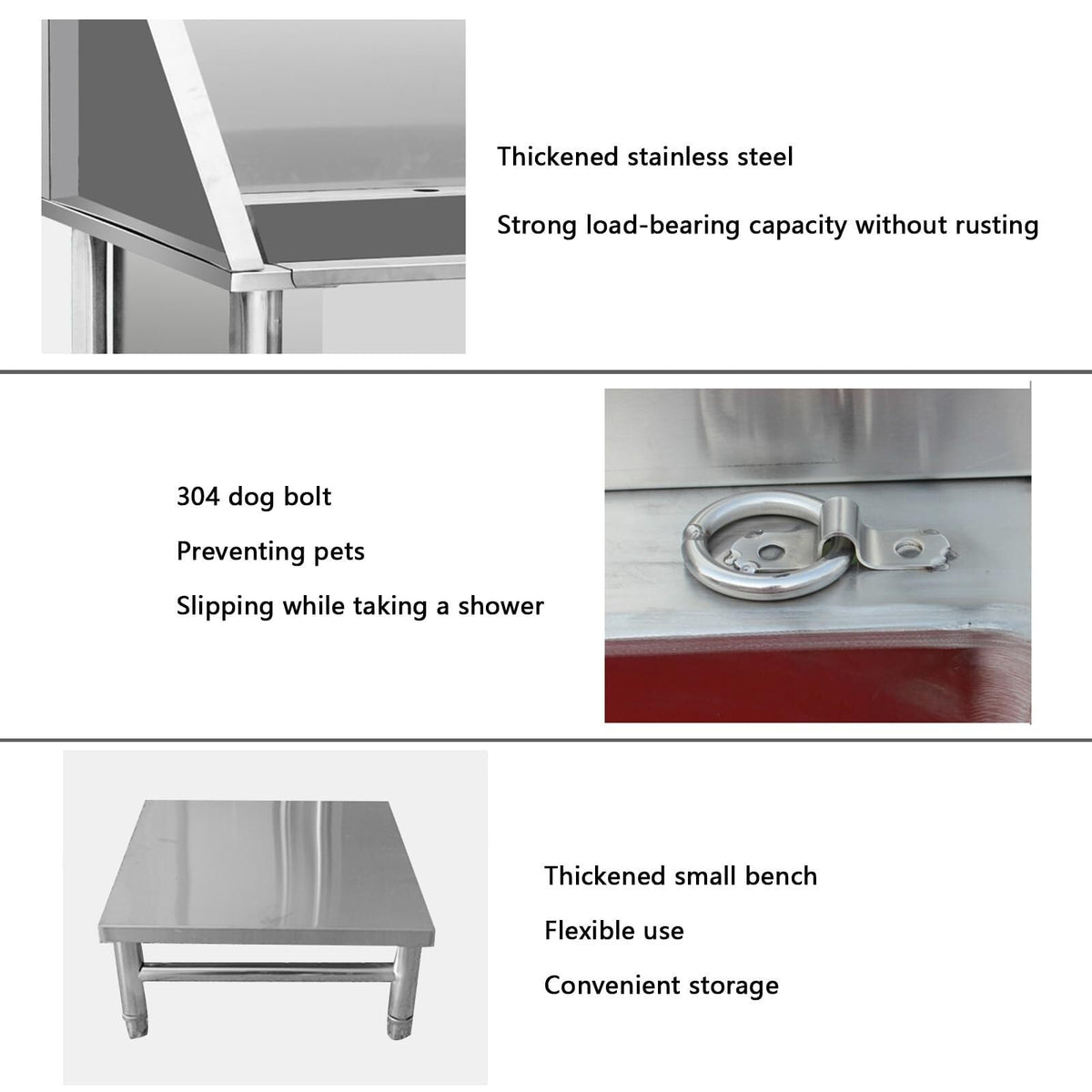 Stainless Steel Dog Washing Station with Sliding Door B1078