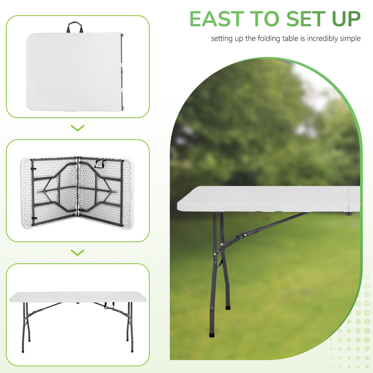 6FT White Portable Plastic Folding Table V81342