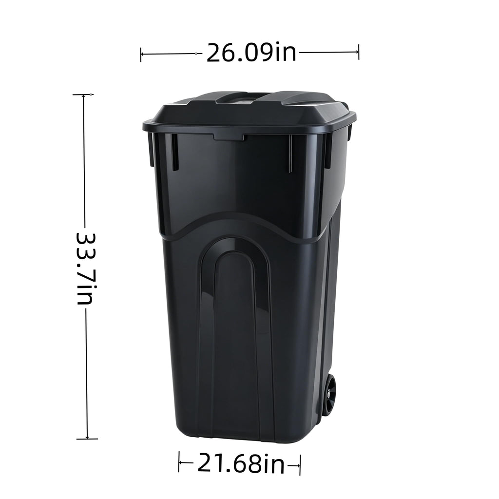 32 Gallon Wheeled Plastic Trash Can with Lid X997362