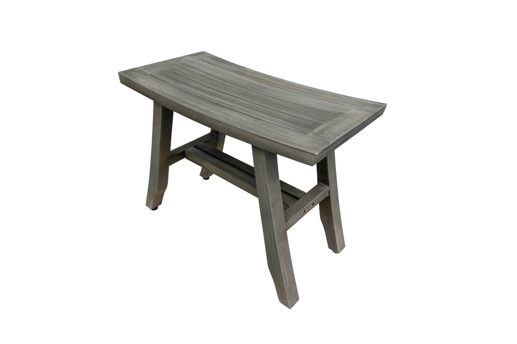 24" Gray Teak Shower Bench with Curved Seat Y3213