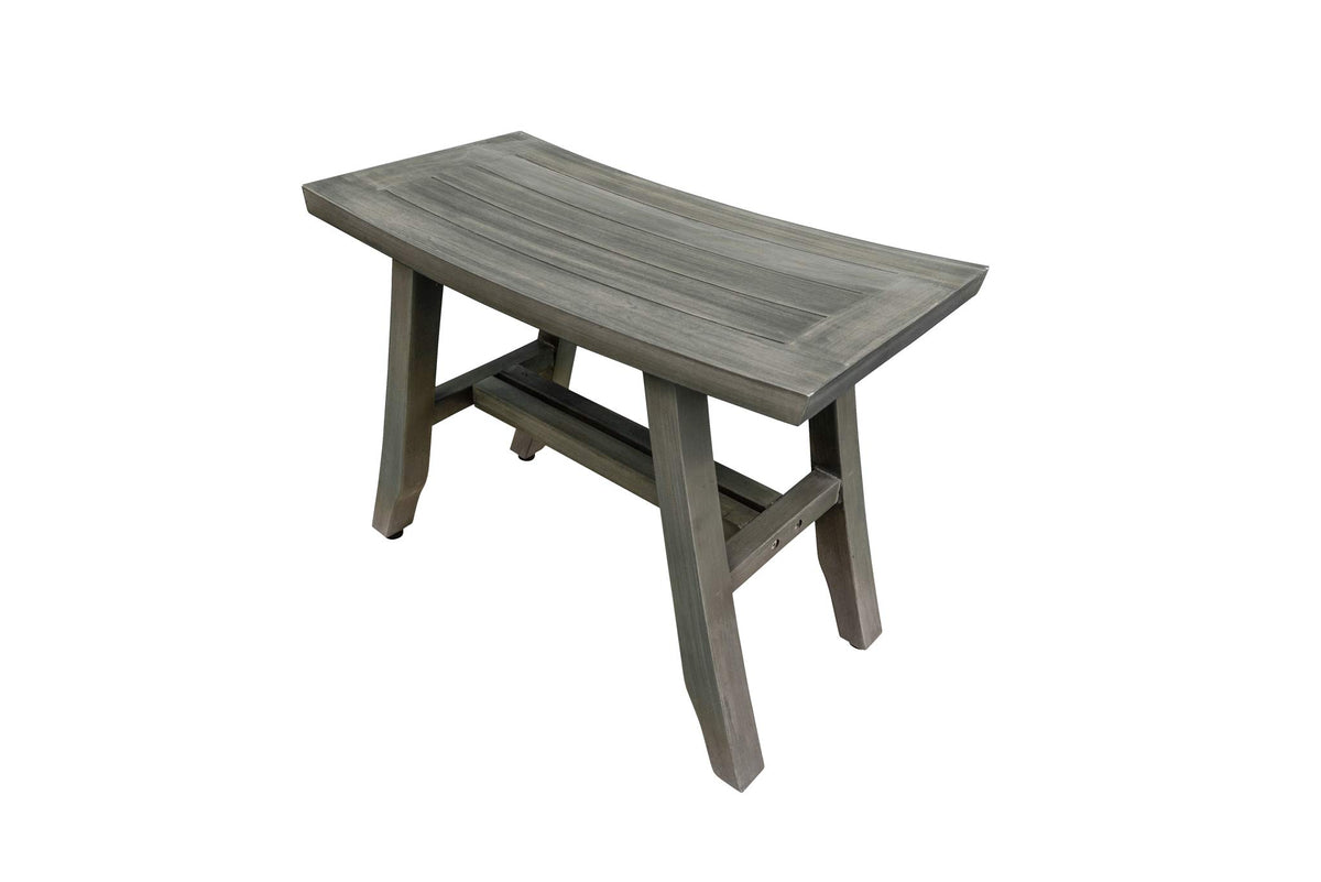 24" Gray Teak Shower Bench with Curved Seat Y3213