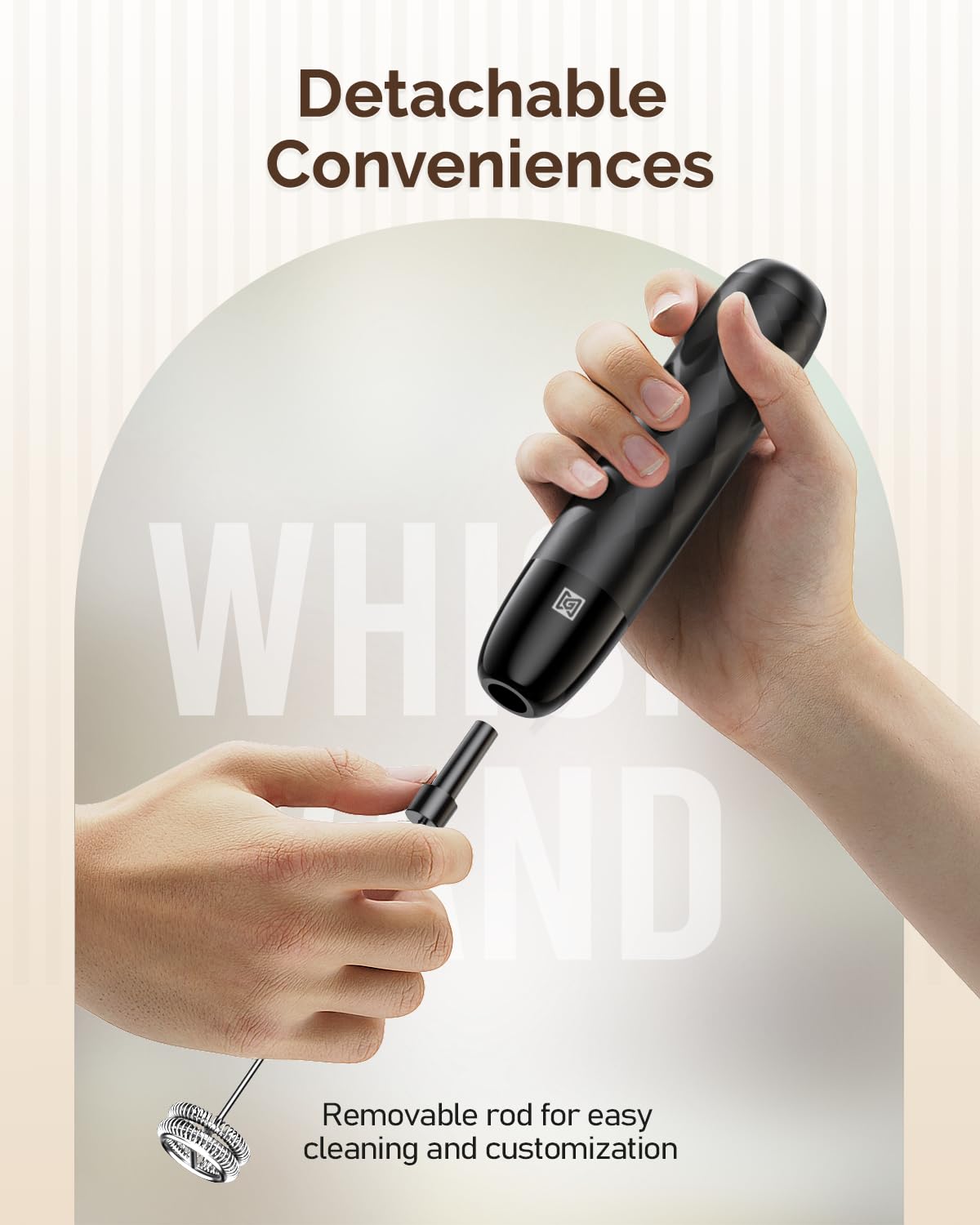 Rechargeable Milk Frother with Detachable Wand T109213