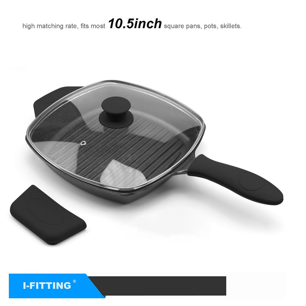 10.5 Inch Vented Square Glass Lid with Silicone Knob J407