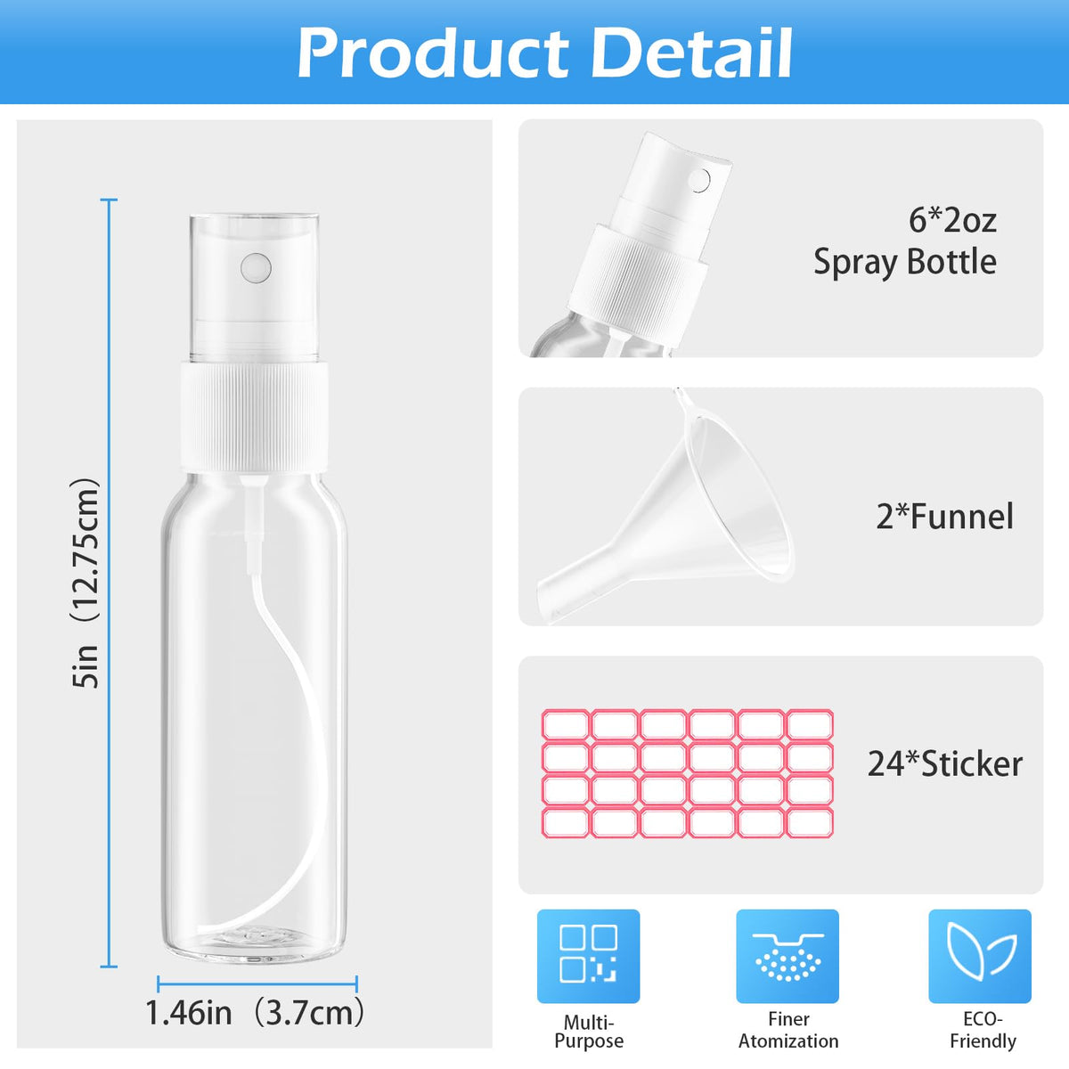Clear 2.7oz 6 Pack Mini Spray Bottles S495570