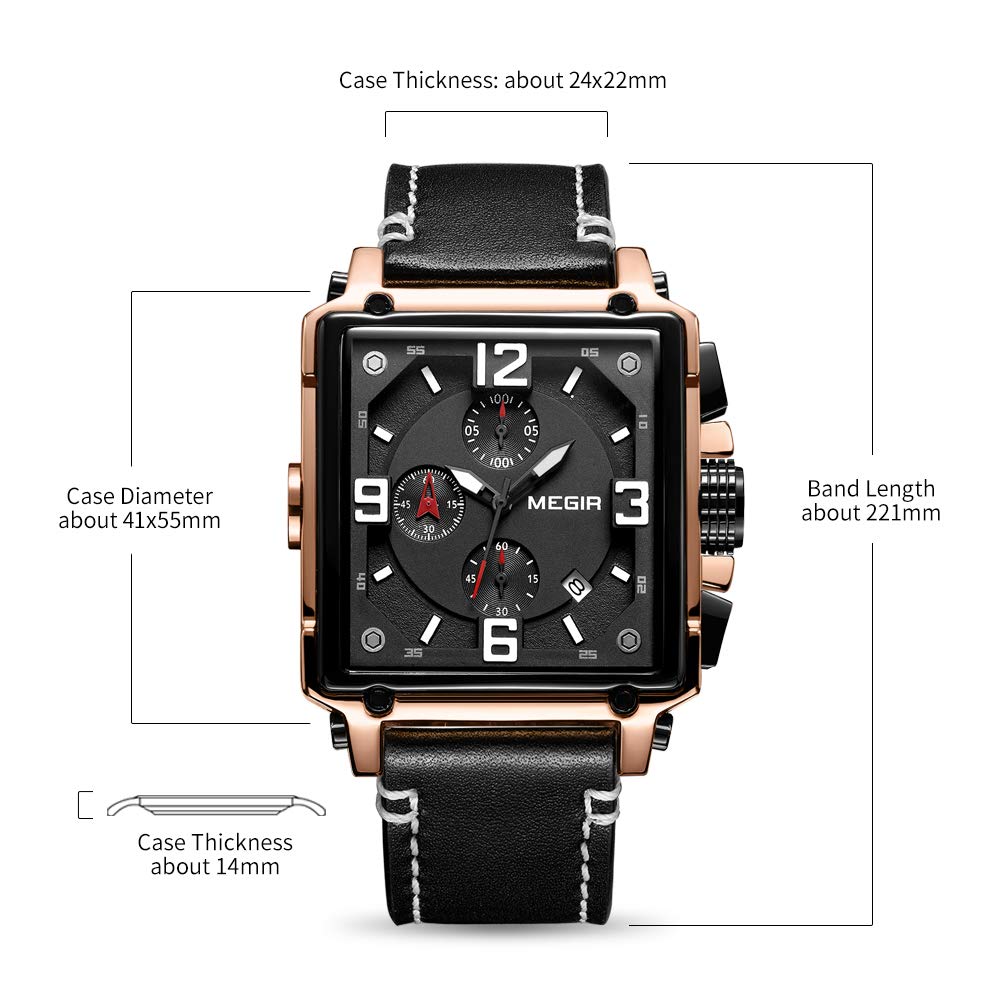 Men's Analogue Luminous Quartz Watch with Leather Strap W447657