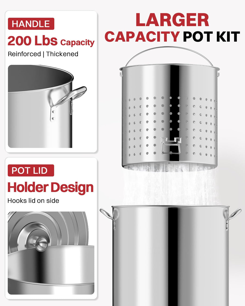 60QT Stainless Steel Stockpot with Basket Y92927