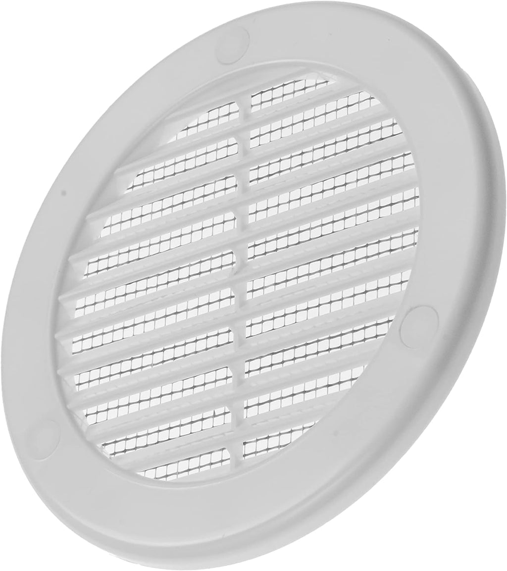 4" White Plastic Round Vent Cover with Mesh M782