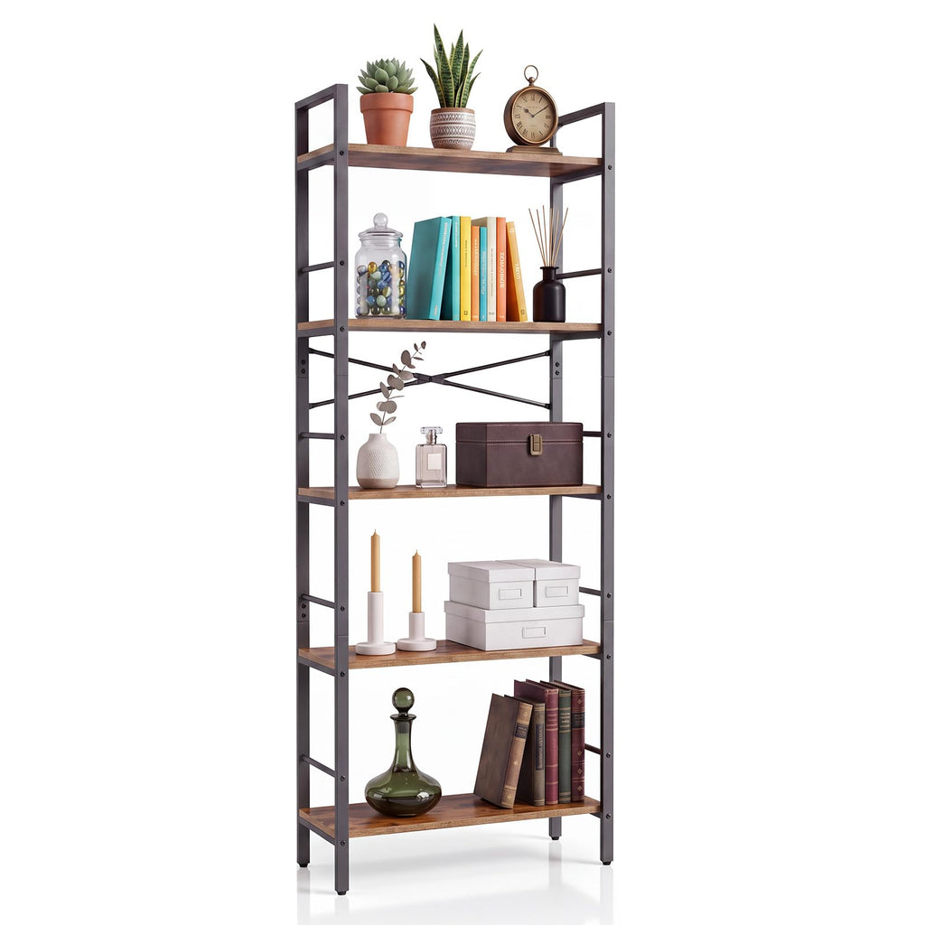 5-Tier Arched Bookcase with Side Rails X5893