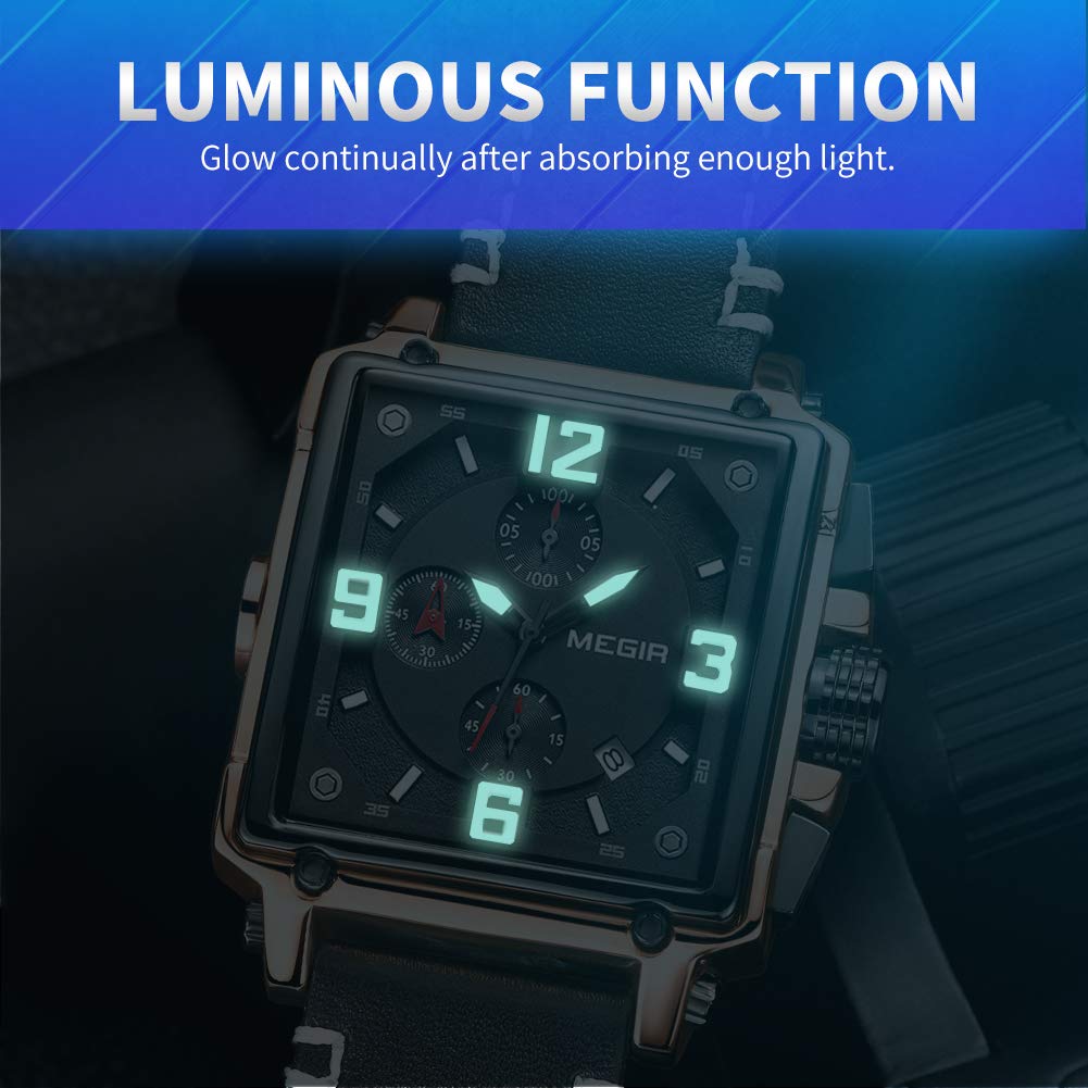 Men's Analogue Luminous Quartz Watch with Leather Strap W447657