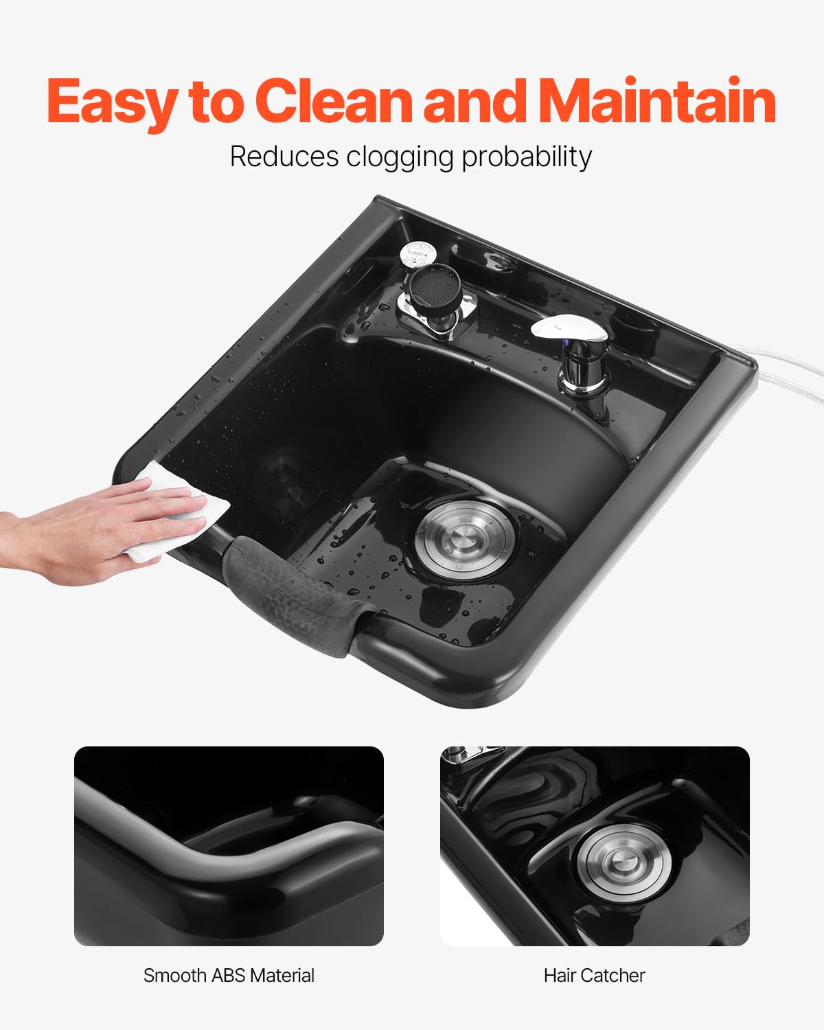 Black ABS Plastic Shampoo Basin C2431
