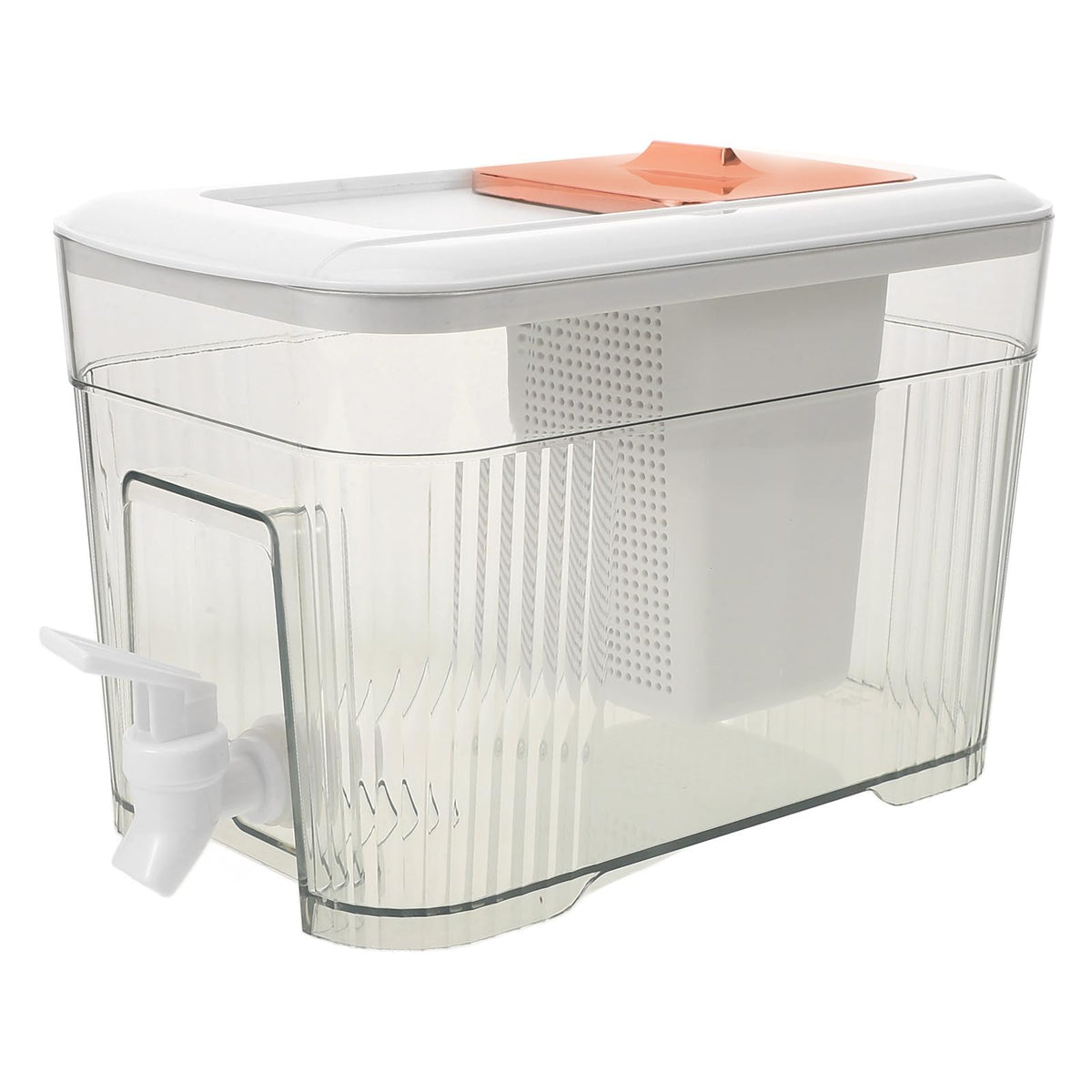 White Plastic Water Jug with Faucet and Lid L98619