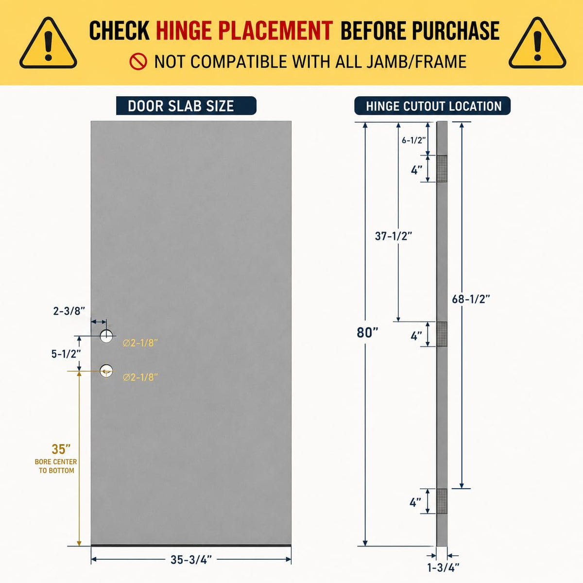 36 x 80 Front Entry Door Slab Right Hand X732