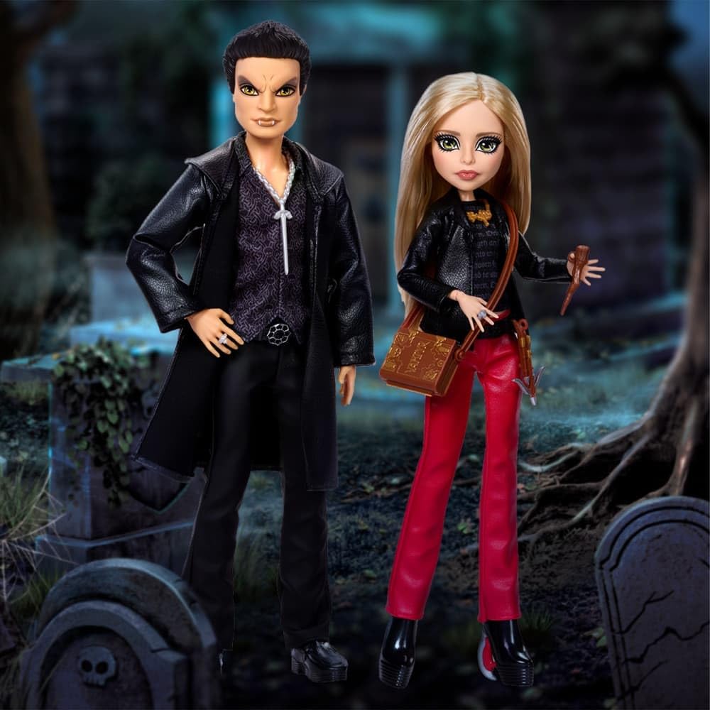 Buffy & Angel Dolls 2-Pack with Faux Leather Clothes H4367