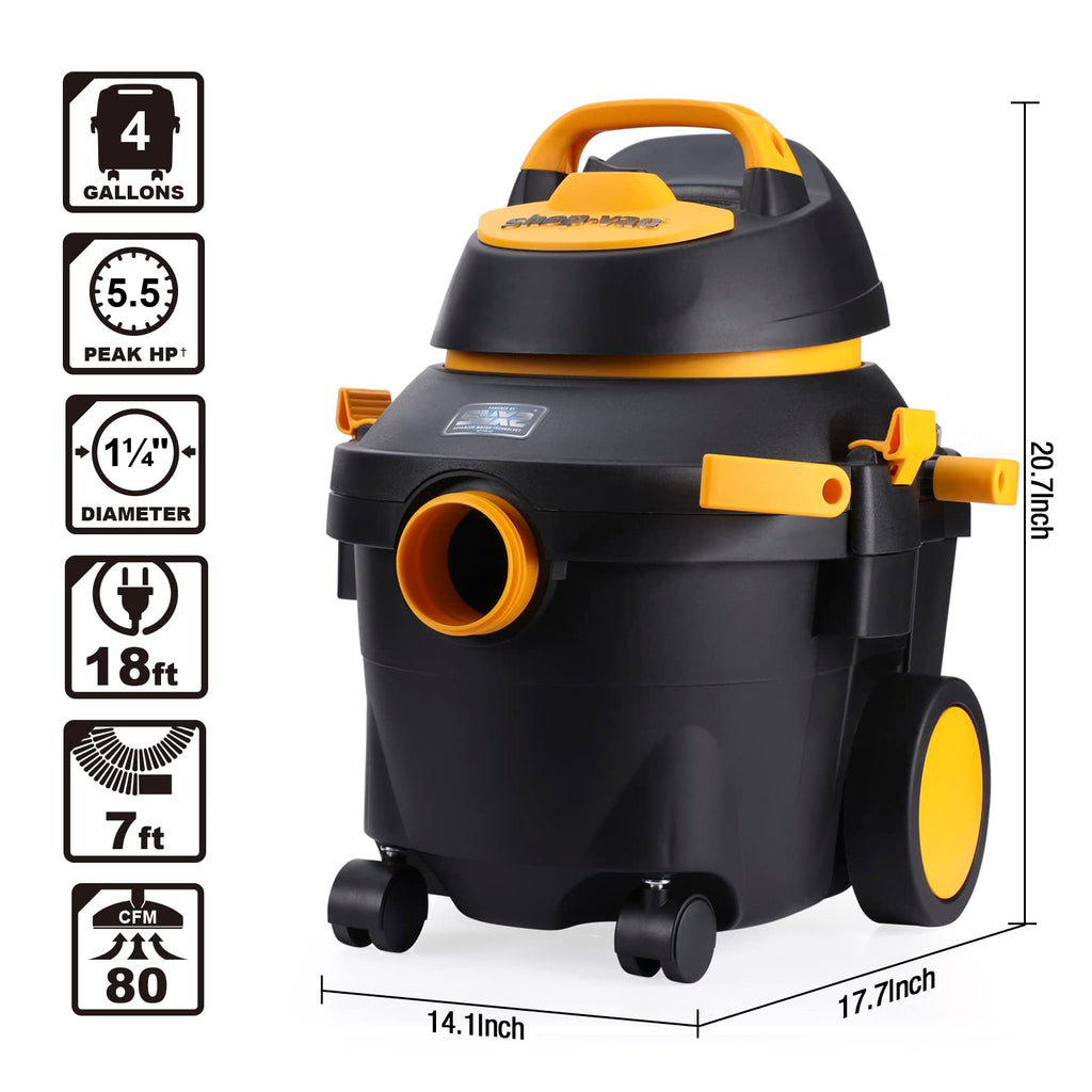 4 Gallon 5.5 Peak HP Wet/Dry Utility Vacuum with Cart P459