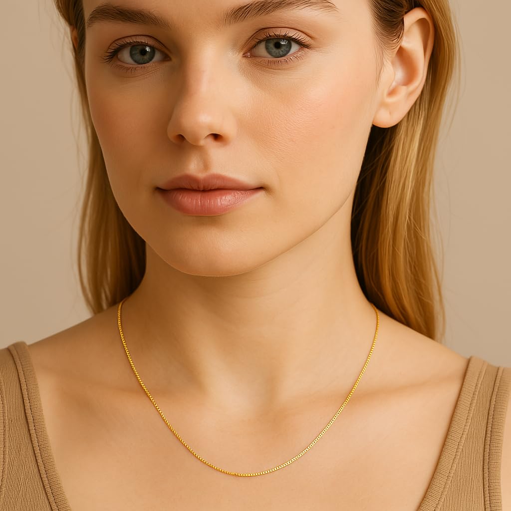 14k Gold Box Chain Necklace with Lobster Claw Clasp S816897