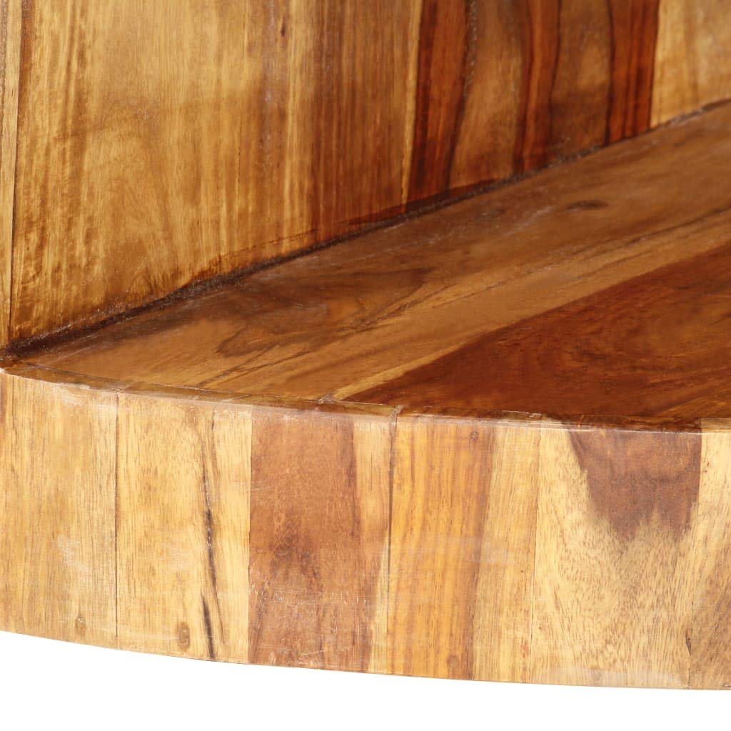 Solid Sheesham Wood Round Coffee Table with Storage Shelf B36488