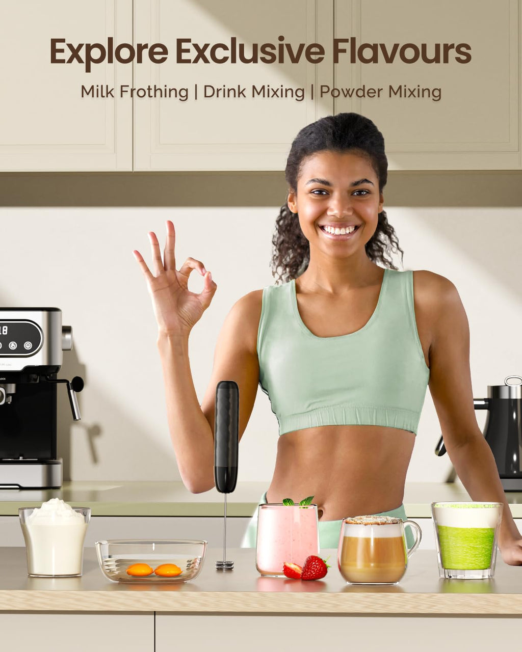 Rechargeable Milk Frother with Detachable Wand T109213