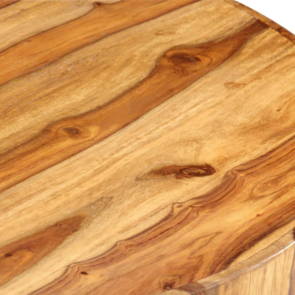 Solid Sheesham Wood Round Coffee Table with Storage Shelf B36488