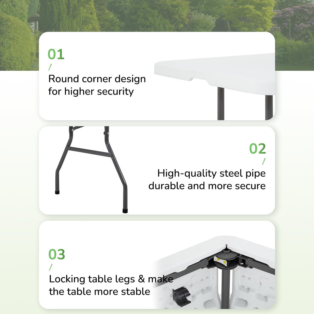 6FT White Portable Plastic Folding Table V81342