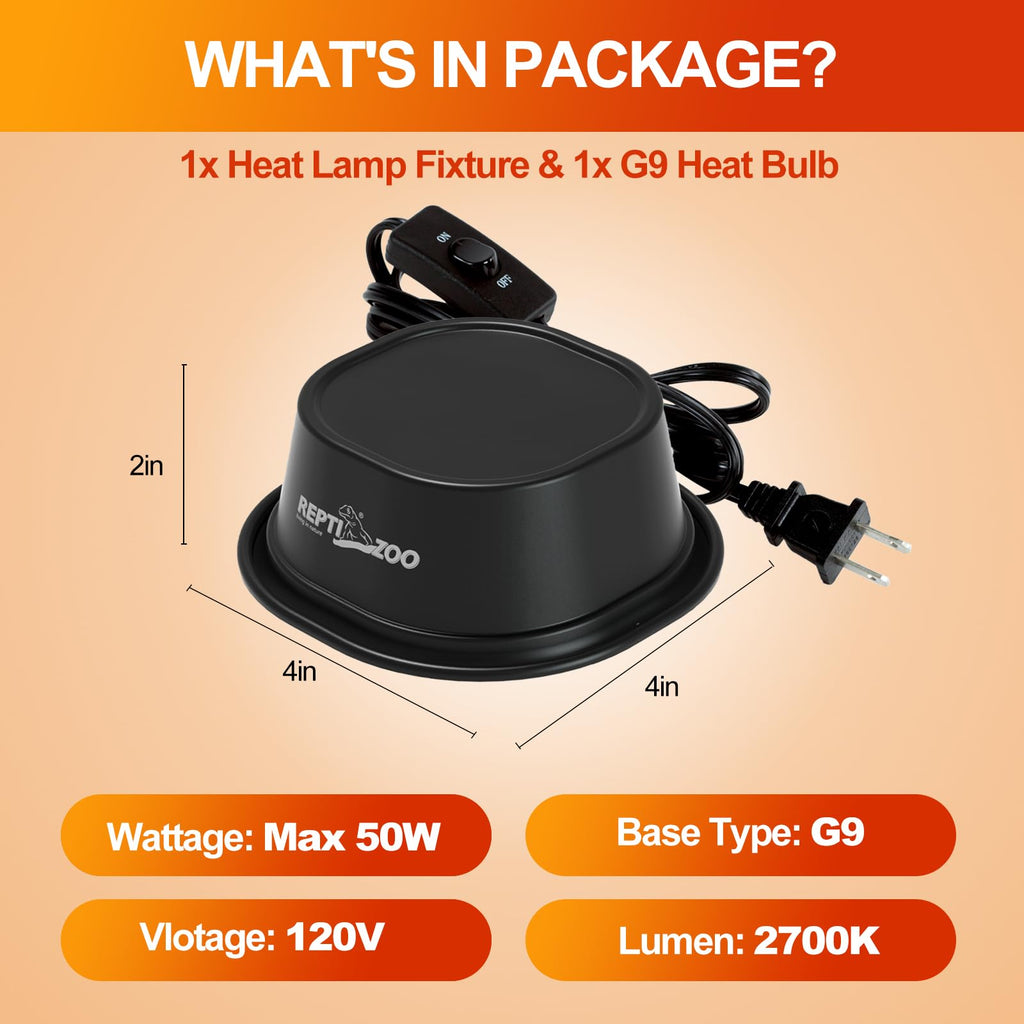 50W UVA Basking Light Fixture with Safety Mesh Kit P258