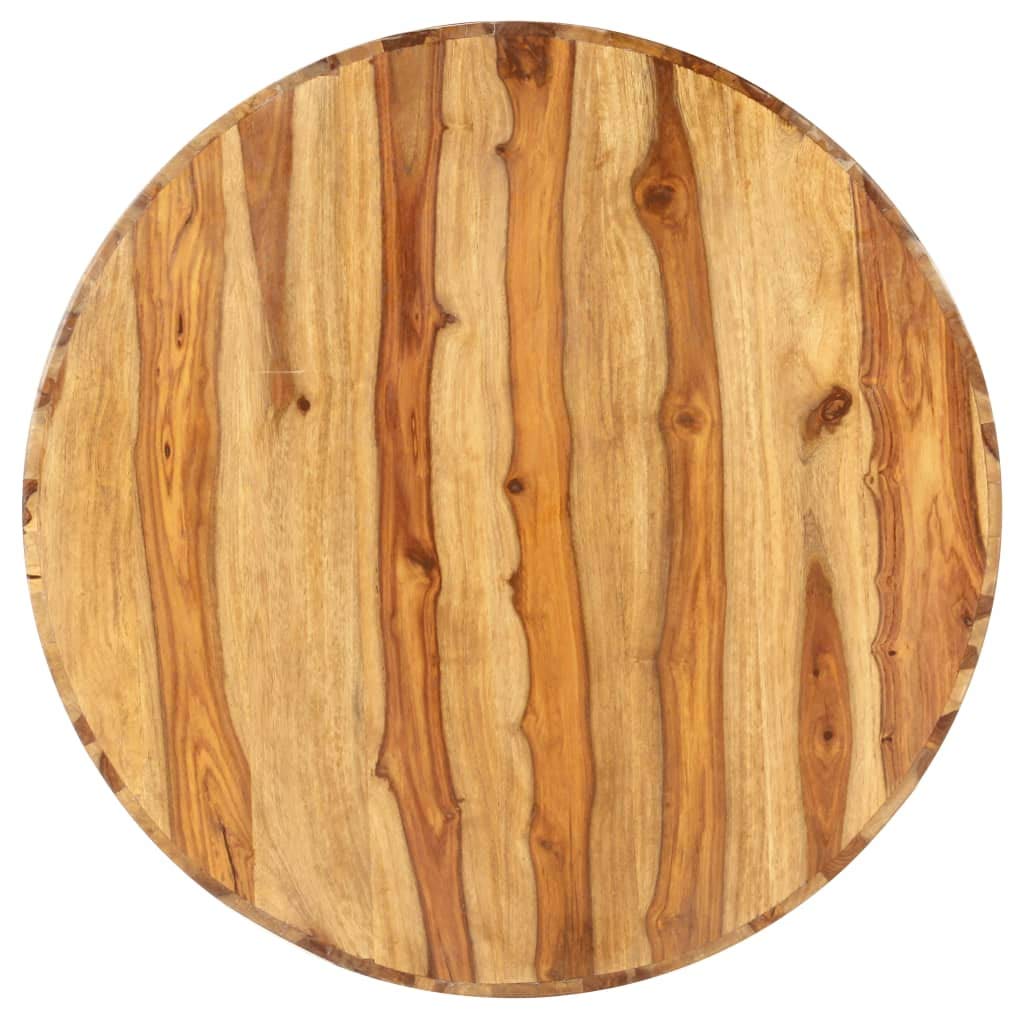 Solid Sheesham Wood Round Coffee Table with Storage Shelf B36488