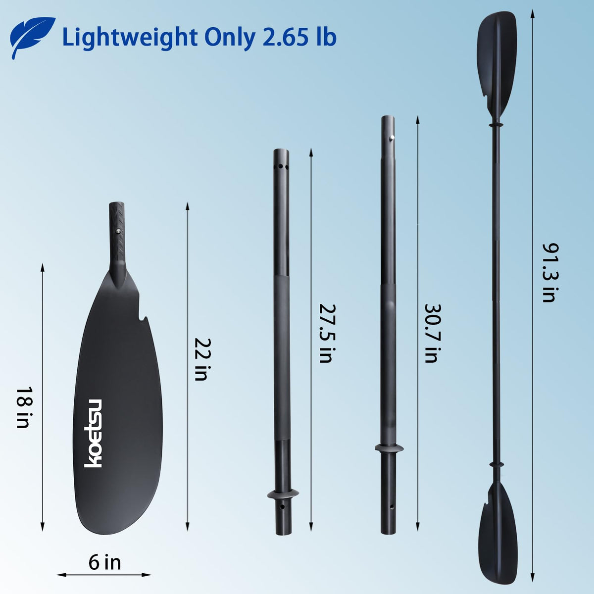 Aluminum 4-Piece Adjustable Double-Sided Kayak Paddle V7868