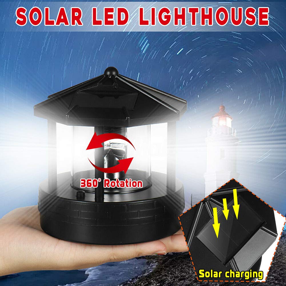 Solar Lighthouse with Rotating LED Light B4155