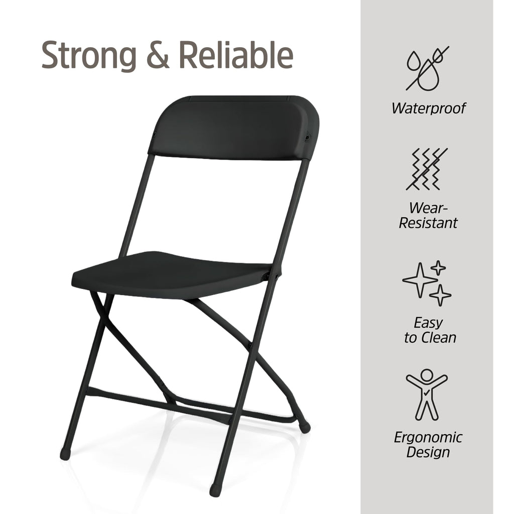 10 Pack Black Plastic Folding Chairs O136745