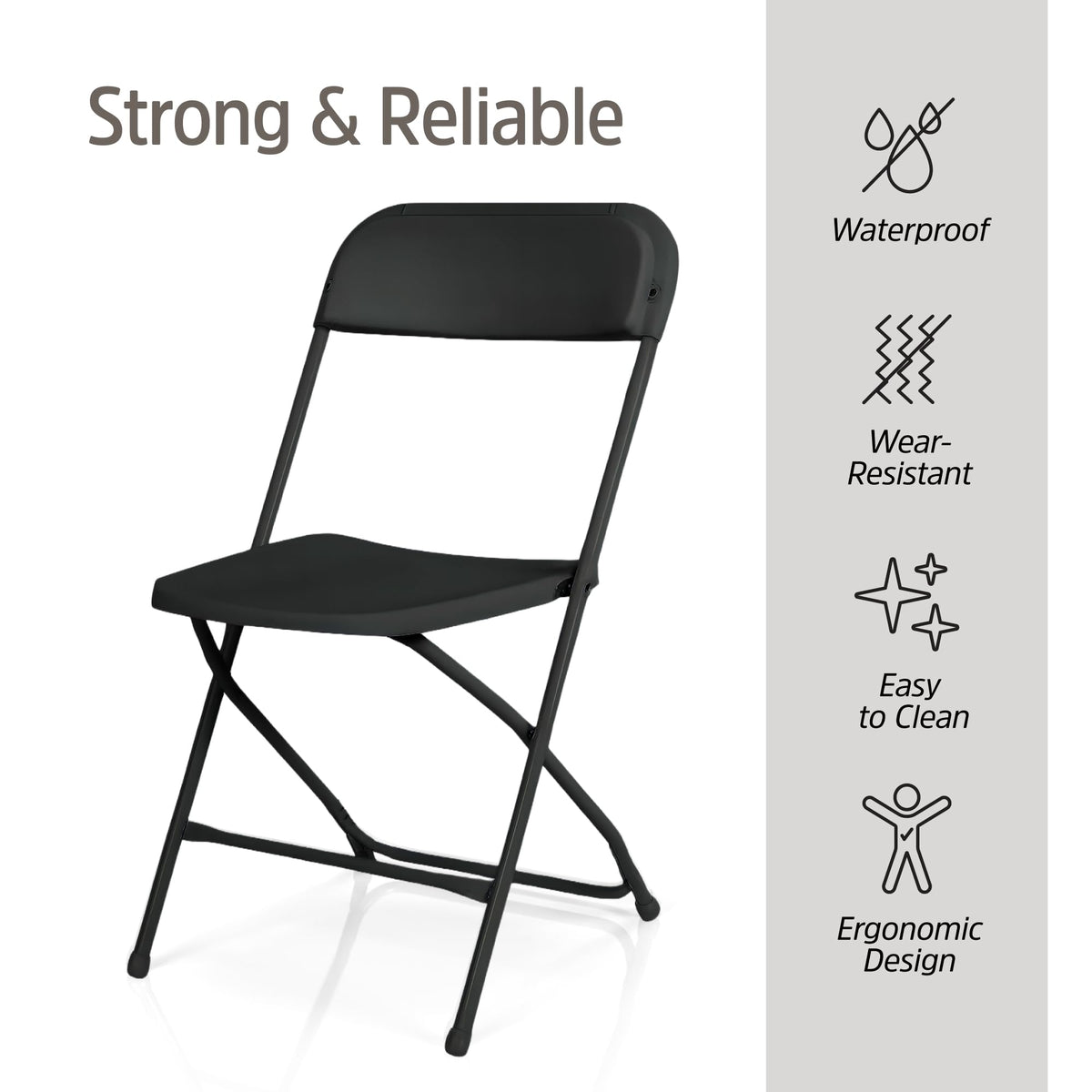 10 Pack Black Plastic Folding Chairs O136745