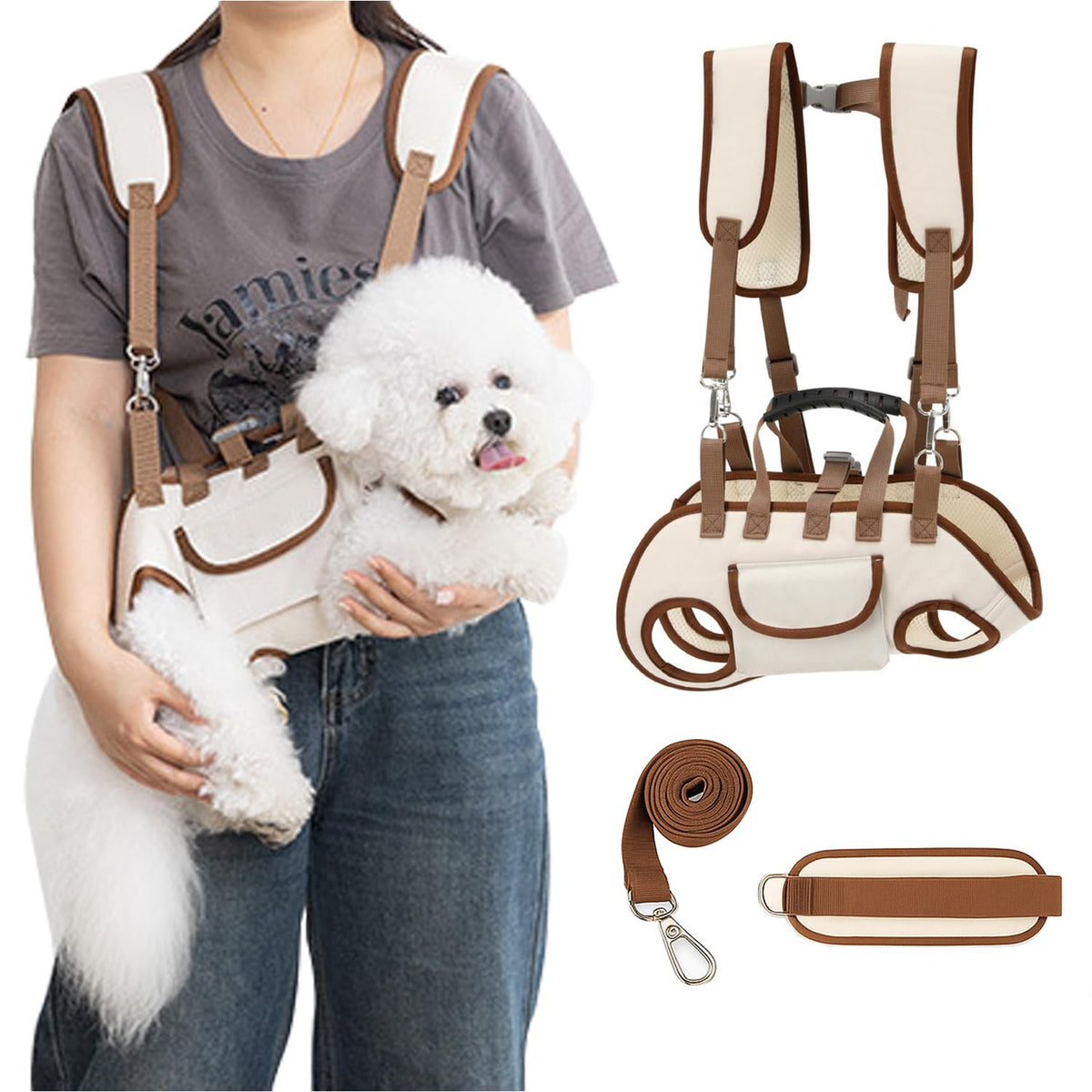 Breathable Detachable Dog Carrier Backpack with Adjustable Straps O13611