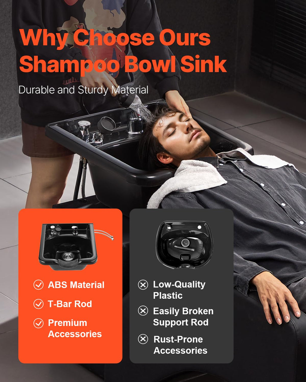 Black ABS Plastic Shampoo Basin C2431