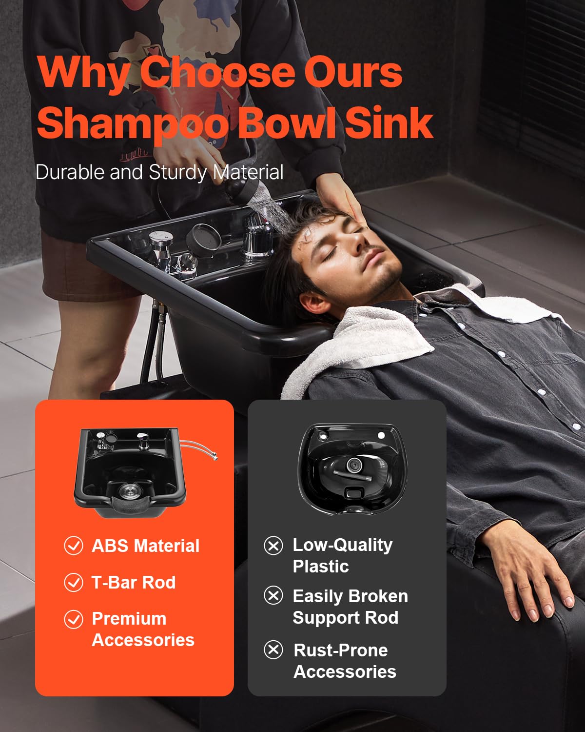 Black ABS Plastic Shampoo Basin C2431